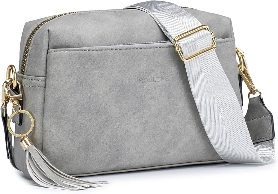 Roulens Triple Zip Small Crossbody Bag for women,Wide Strap Cell Phone Purse Shoulder Handbag Wal... | Amazon (US)