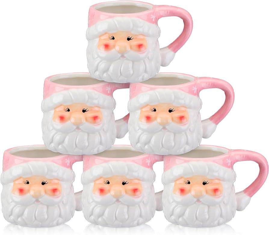 Sliner 6 Pcs Christmas Santa Coffee Mugs Vintage Santa Claus Heads Ceramic Mug Christmas Themed D... | Amazon (US)