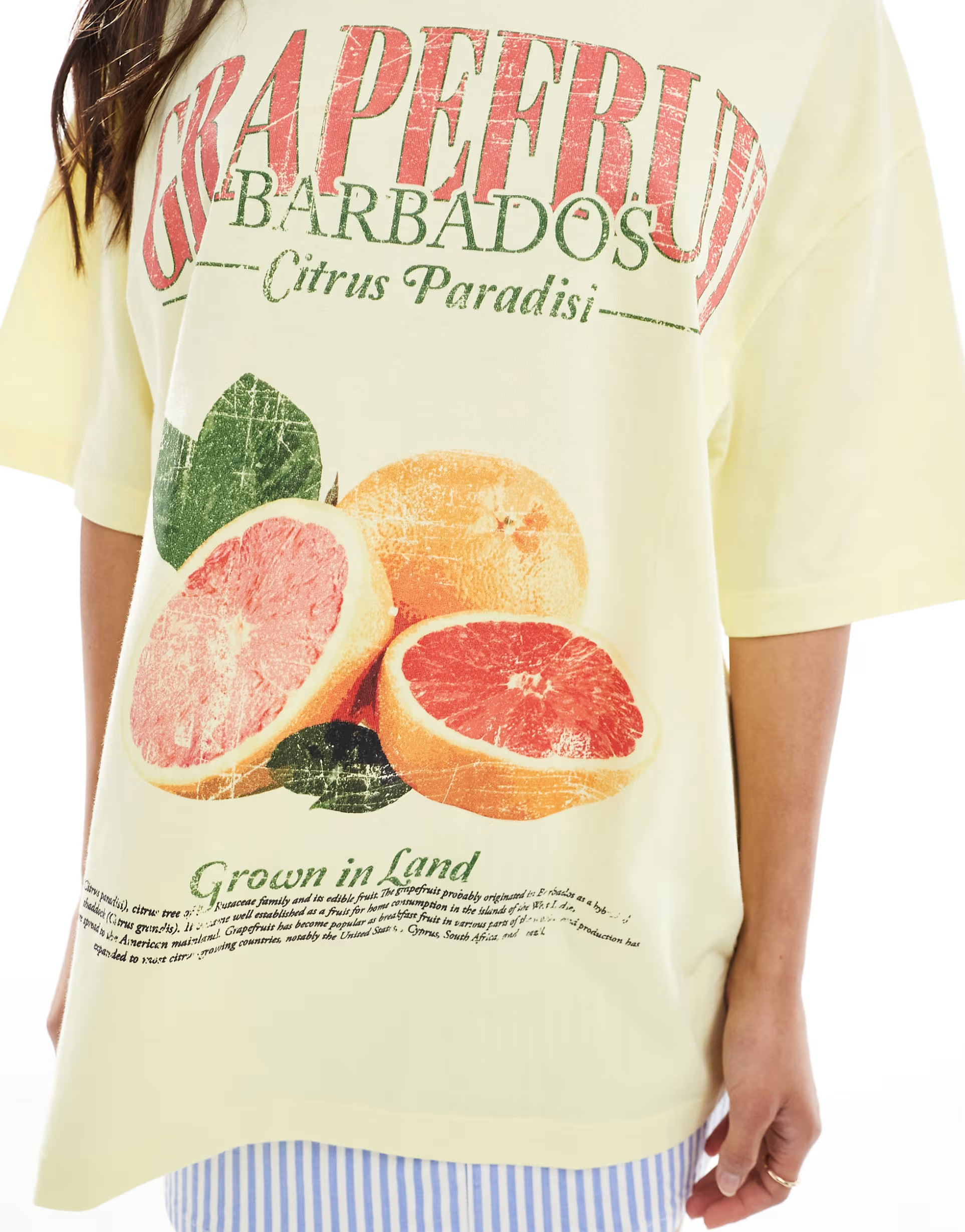 ASOS DESIGN boyfriend fit t-shirt with grapefruit graphic in lemon yellow | ASOS (Global)