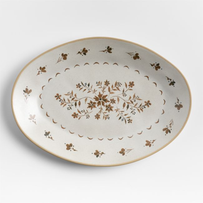 Marin Botanical Stoneware Platter | Crate & Barrel