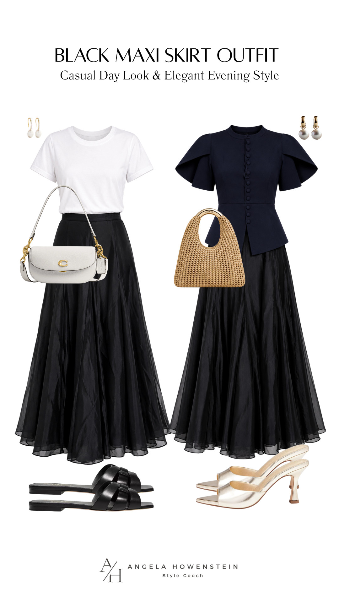 One skirt, two completely different vibes! Dress it down with a classic white tee, slides, and a crossbody for brunch, shopping, or vacation days. Or elevate it with a statement blouse, heels, and a woven bag for dinner, date night, weddings, or cocktail parties. I love investing in pieces that work this hard!

👩‍💻 LTK PRO TIPS
❤️ Heart = Support my posts ;-)
🔖 Save = Get sale & restock alerts for the things you love!
📋 Lists = Keep favorites organized (List ideas: Christmas, Birthdays, and Vacations!)
📲 Share = Send lists and products to a friend (or your daughters like me).
💬 Comment = Ask me anything, and I’ll answer. ;-) 

 #LTKootd #LTKSeasonal #LTKOver40