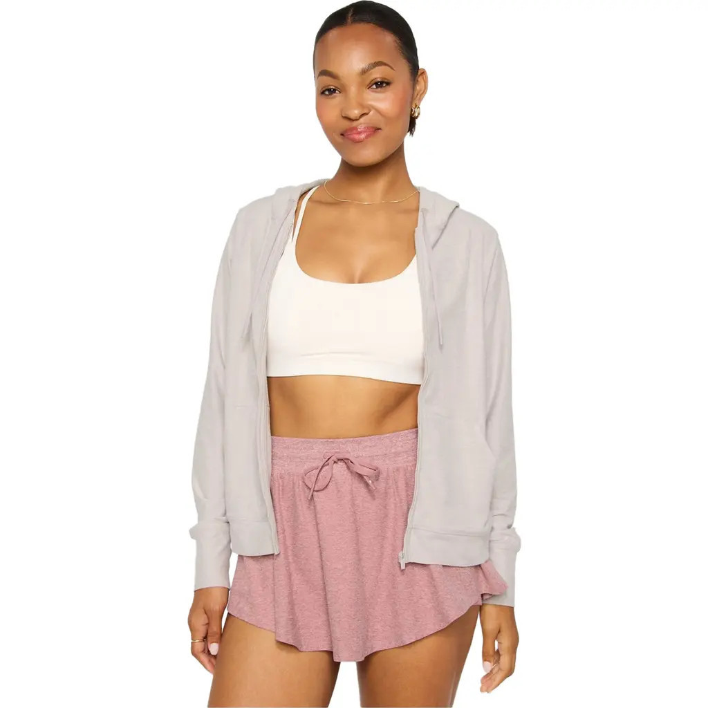 Fabletics Cloud Jersey Full Zip Hoodie in Light Sand Heather at Nordstrom, Size Xx-Large | Nordstrom