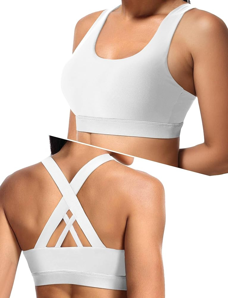 Buauty Sports Bra for Women, Criss Cross Back Medium Support Workout Bras with Removable Cups for... | Amazon (US)