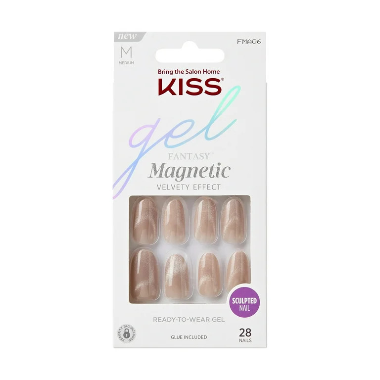 KISS Gel Fantasy Magnetic, Press On Nails, Drama, Brown, Medium Oval, 28 Count | Walmart (US)
