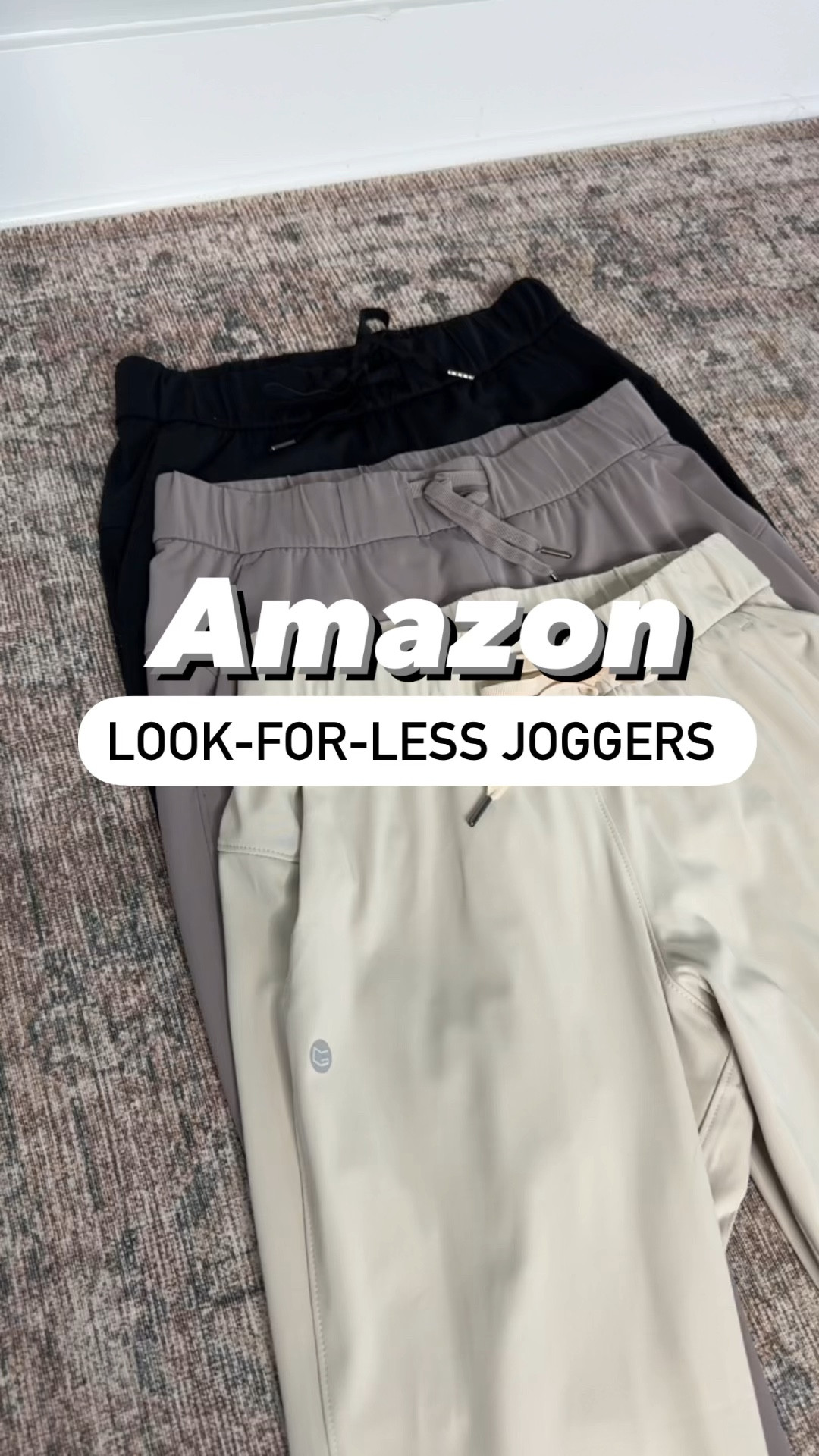 Amazon look-for-less joggers in  Black, light khaki, and Dusty grey. Inspired by Lulu! Quick dry joggers. Amazon Petite friendly joggers in XS.  Amazon Travel outfit. Casual outfit. Spring outfit. Athleisure. Denim jacket (color Maude) and coatigan (color beige) in XS. Bodysuit and grey top in XS. Nike court legacy lift sneakers (size down half a size). Veja Esplar sneakers. New Balance 327s are TTS. 

#LTKshoecrush #LTKfindsunder50 #LTKtravel