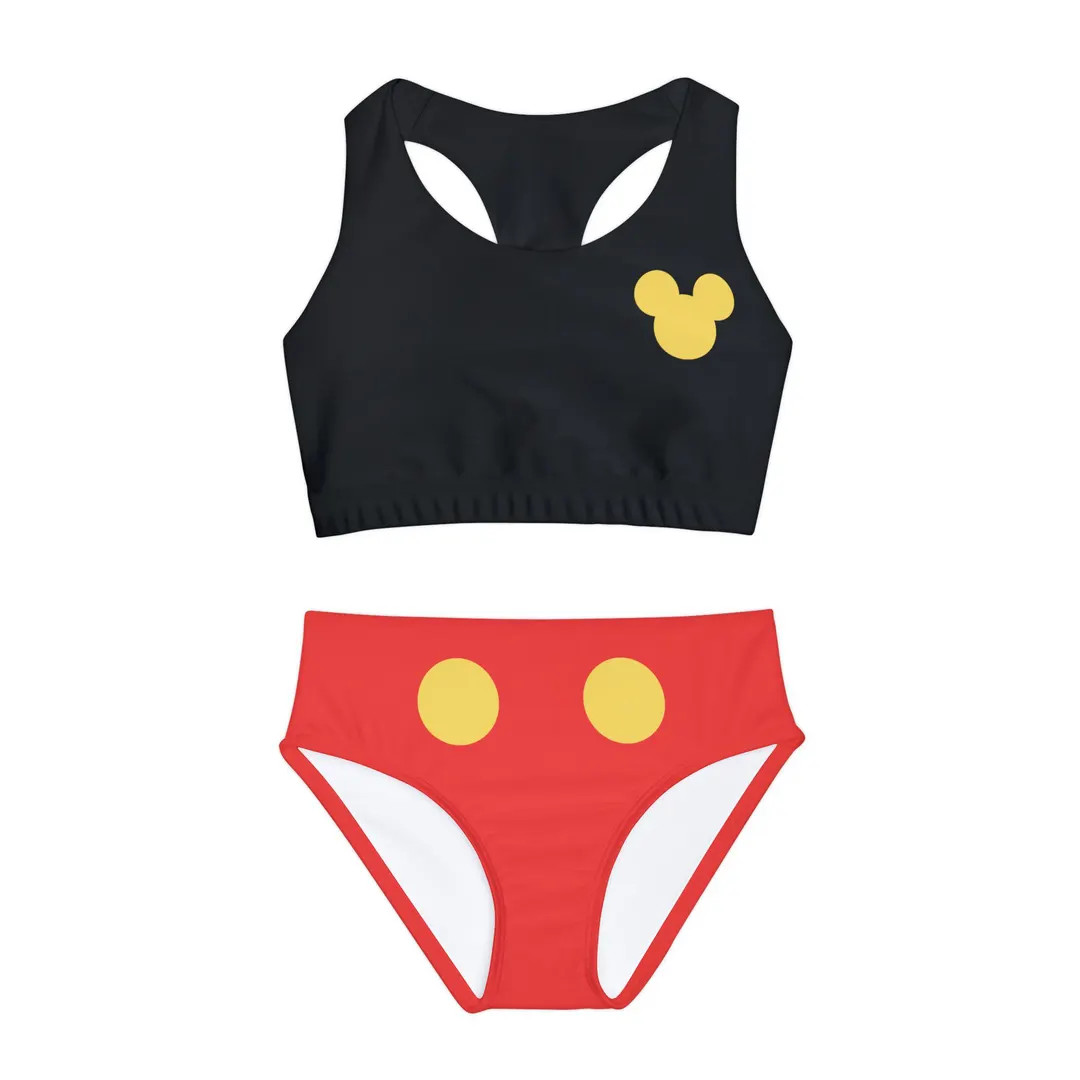 Kids Swimsuit, Mickey Mouse Inspired Two Piece Bathing Suit, Girls Swimwear, Disney Princess Pool... | Etsy (US)