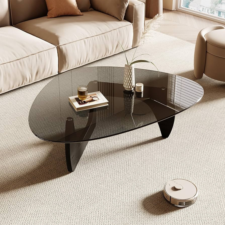 Honyee Morden Coffee Table, 42.5" x 28.5" x 16.1" Triangle Tempered Glass Top for Living Room, Co... | Amazon (US)