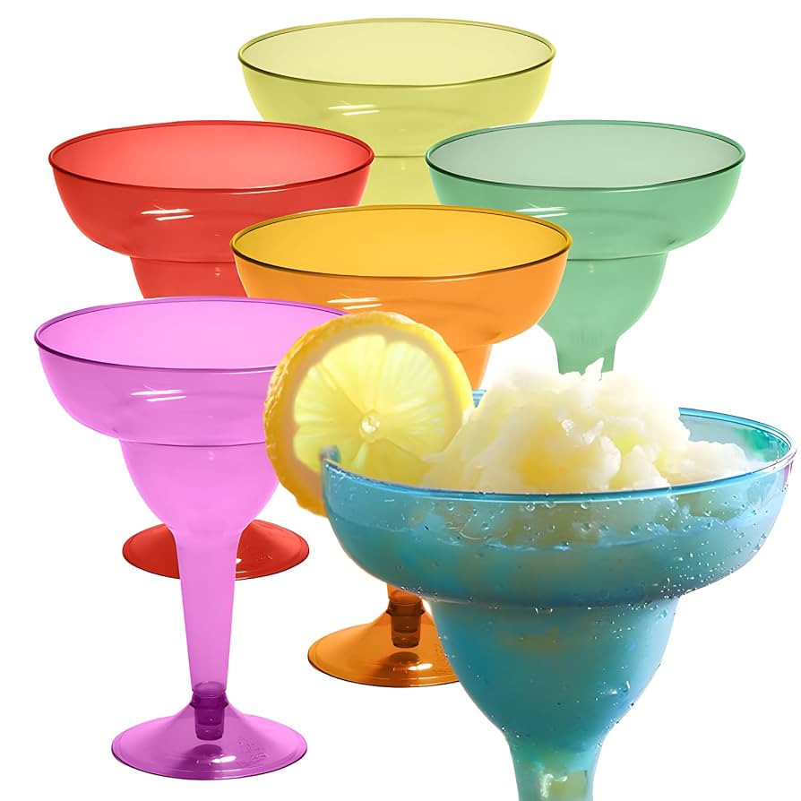 Prestee Multicolor Disposable 48 Plastic Margarita Glasses - 12 oz Hard Cocktail Cups for Cinco d... | Amazon (US)