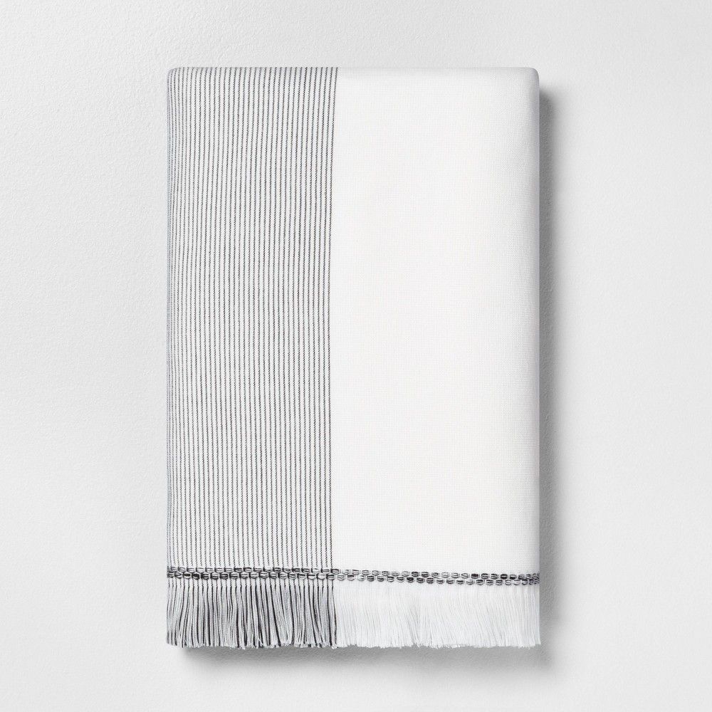 Fringe Bath Towel Microstripe Gray - Hearth & Hand with Magnolia | Target