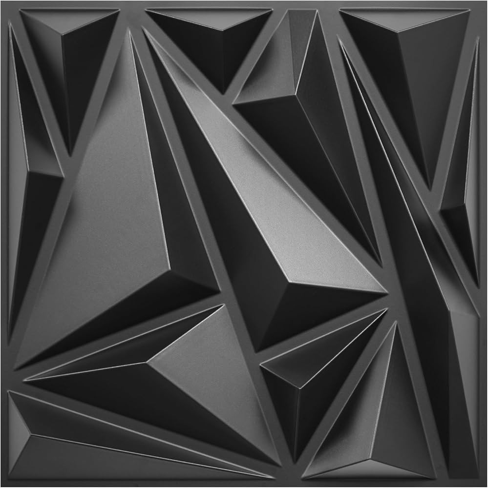STICKGOO 33 Pack 3D Wall Panels for Interior Wall Decor, Black Diamond Design Accent Wall Decor, ... | Amazon (US)