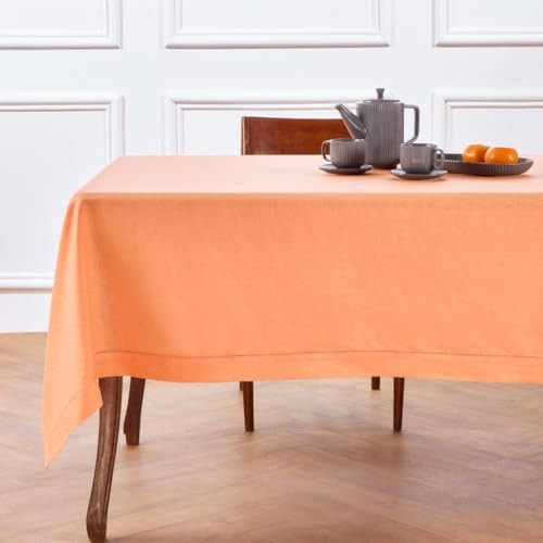 Solino Home 100% Pure Linen Tablecloth Coral, Classic Hemstitch 60 x 120 in | Amazon (US)