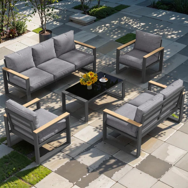 Brandtley Aluminum 7-person Outdoor Sofa Seating Group With Cushions | Wayfair North America