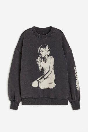 Oversized Printed Sweatshirt - Dark gray/Mary J Blige - Ladies | H&M US | H&M (US + CA)