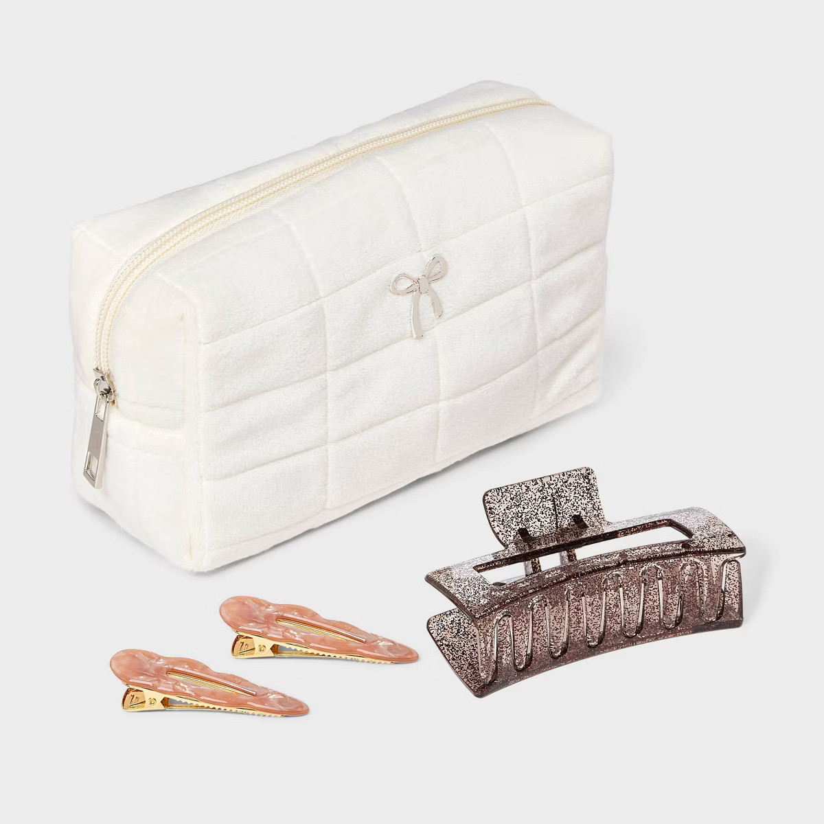 Quilted Bow Bag with Clips and Claw Hair Clip Set 4pc - Wild Fable™ | Target