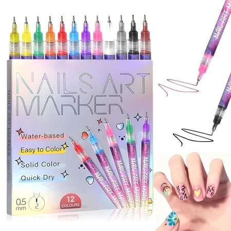 LAPTOM MAX 12-Color Acrylic Nail Art Paint Marker Set -Top coat Fingernail Polish Pens for DIY Manicure, Drawing & Dotting - Essential Tools for Beauty Enthusiasts | Walmart (US)