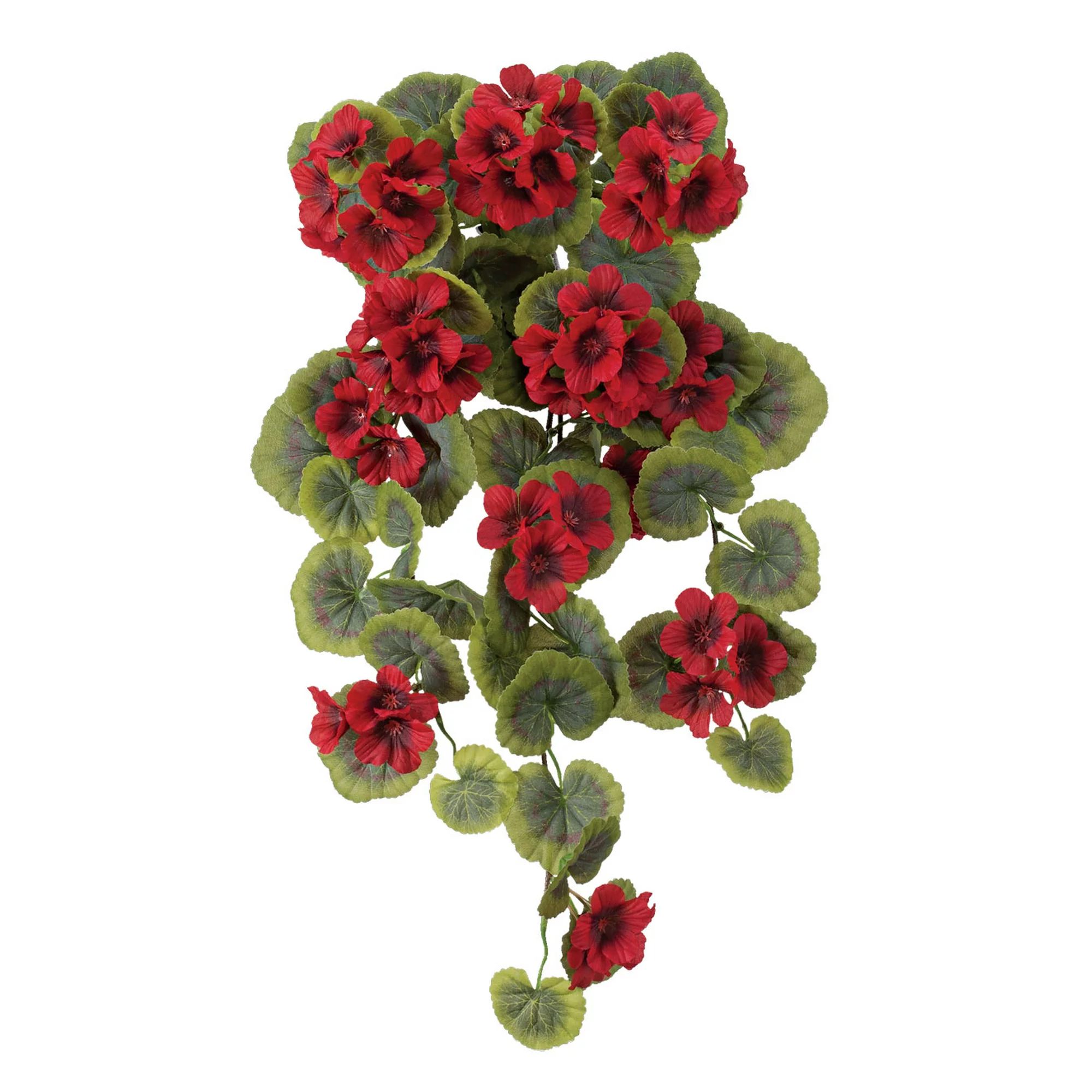 OakRidge Artificial Geranium Hanging Stem – Red, 23 ½” Long – Faux Floral Home Décor for ... | Walmart (US)