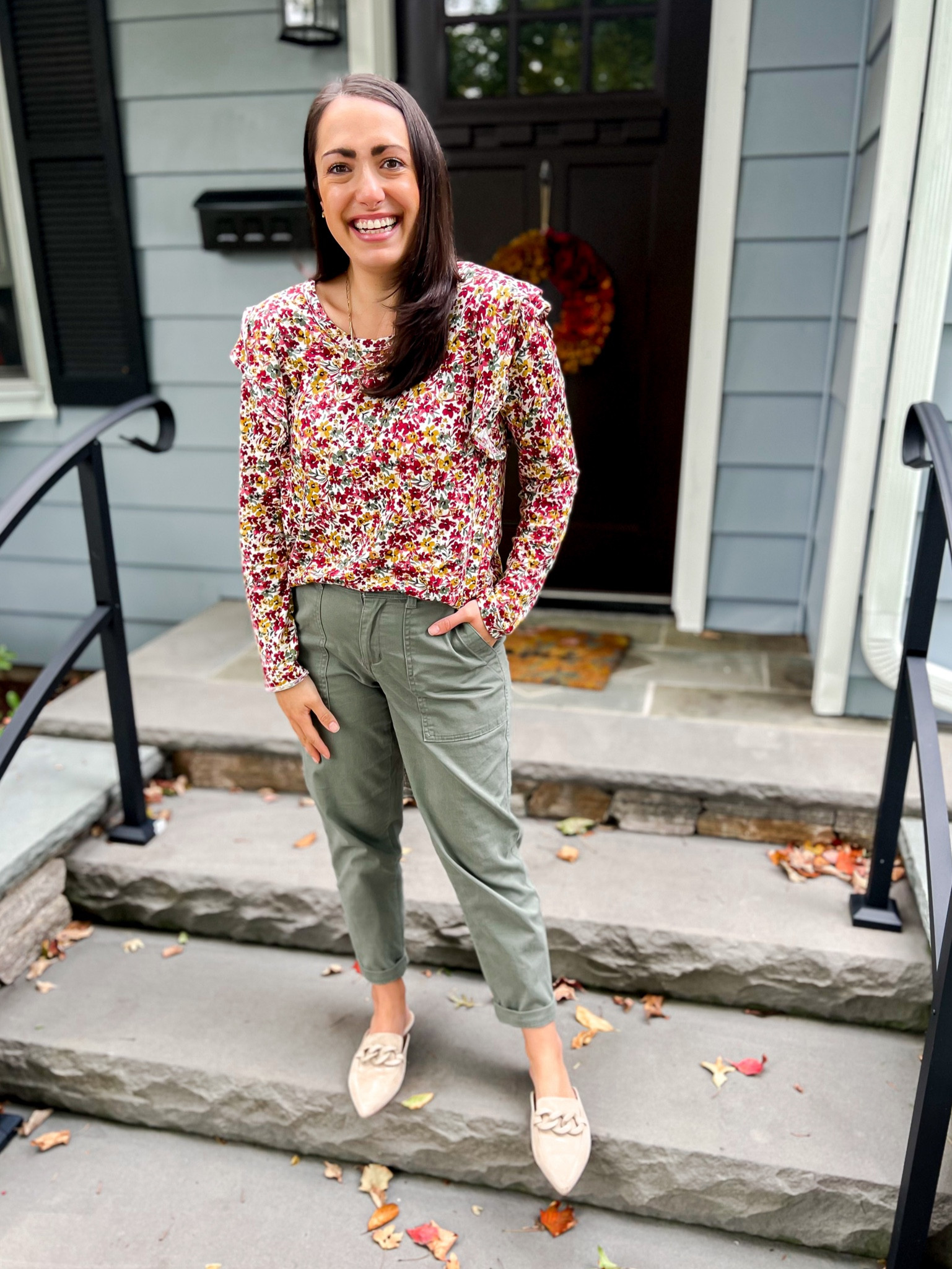 Workwear outfit 
Top: small
Pants: size 2
Mules: size up half 

#LTKSeasonal #LTKworkwear #LTKstyletip