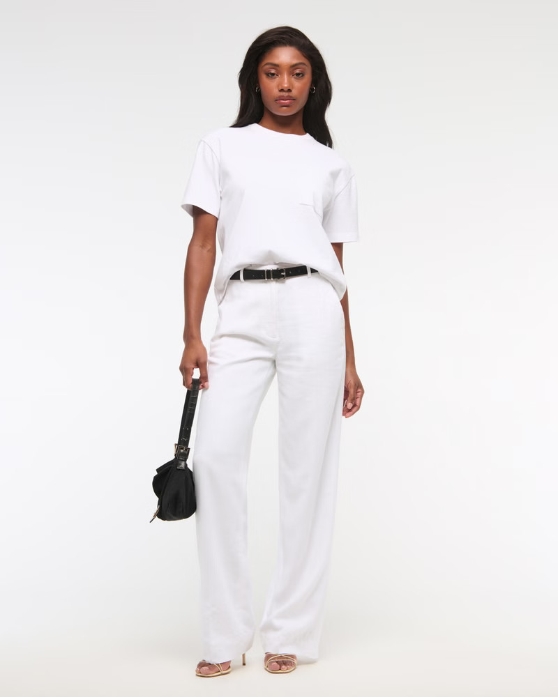 Women's A&F Sloane Low Rise Tailored Linen-Blend Pant | Women's New Arrivals | Abercrombie.com | Abercrombie & Fitch (US)