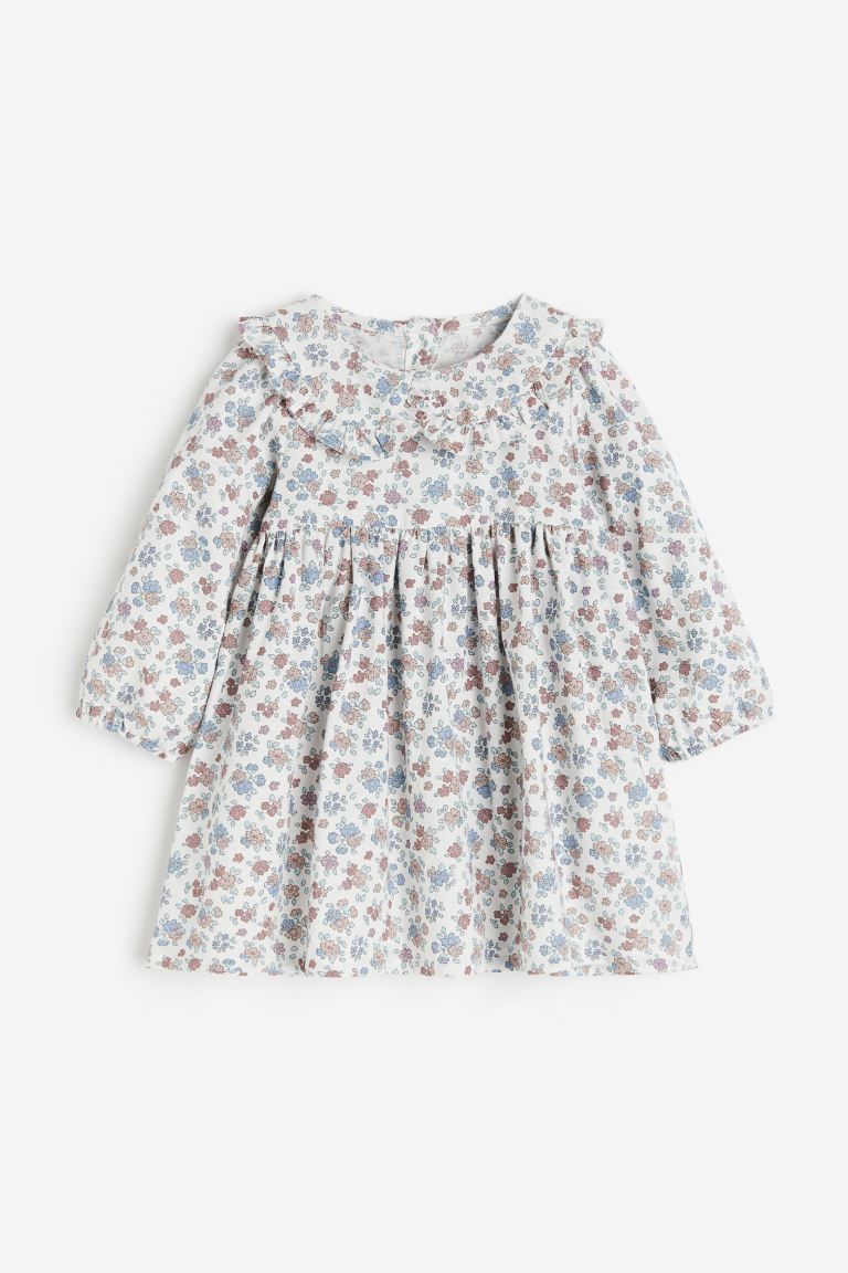 Cotton Dress with Collar - White/floral - Kids | H&M US | H&M (US + CA)
