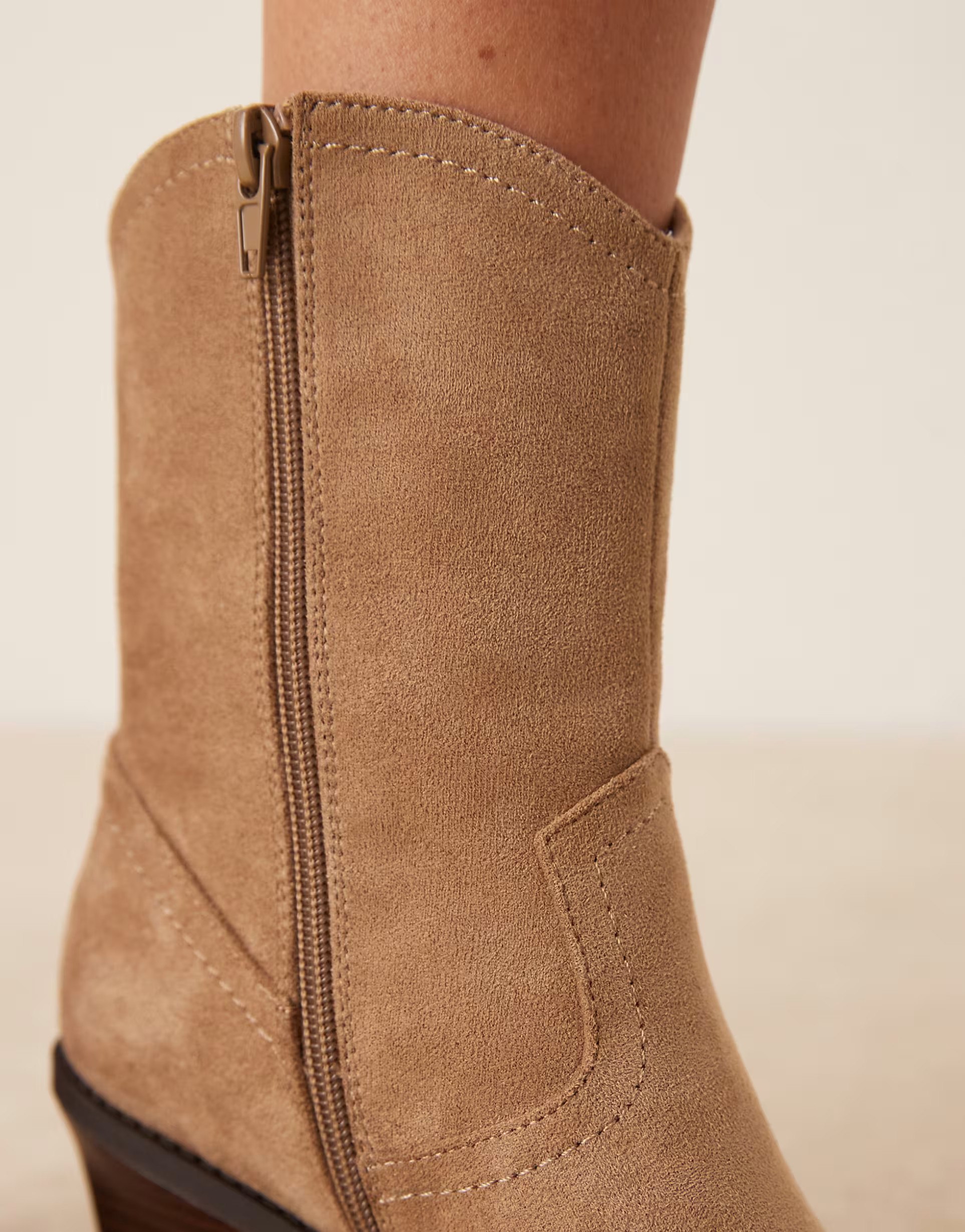 ASOS DESIGN Remedy heeled western boots in taupe suedette | ASOS | ASOS (Global)
