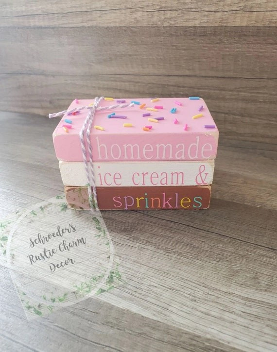 Ice Cream wood book stack | Etsy (US)