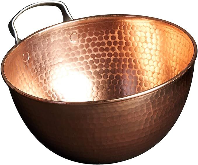 Sertodo Copper Mixing Bowl, 1.5 quart capacity, 8 inch diameter, Ergonomic Stainless Steel handle... | Amazon (US)