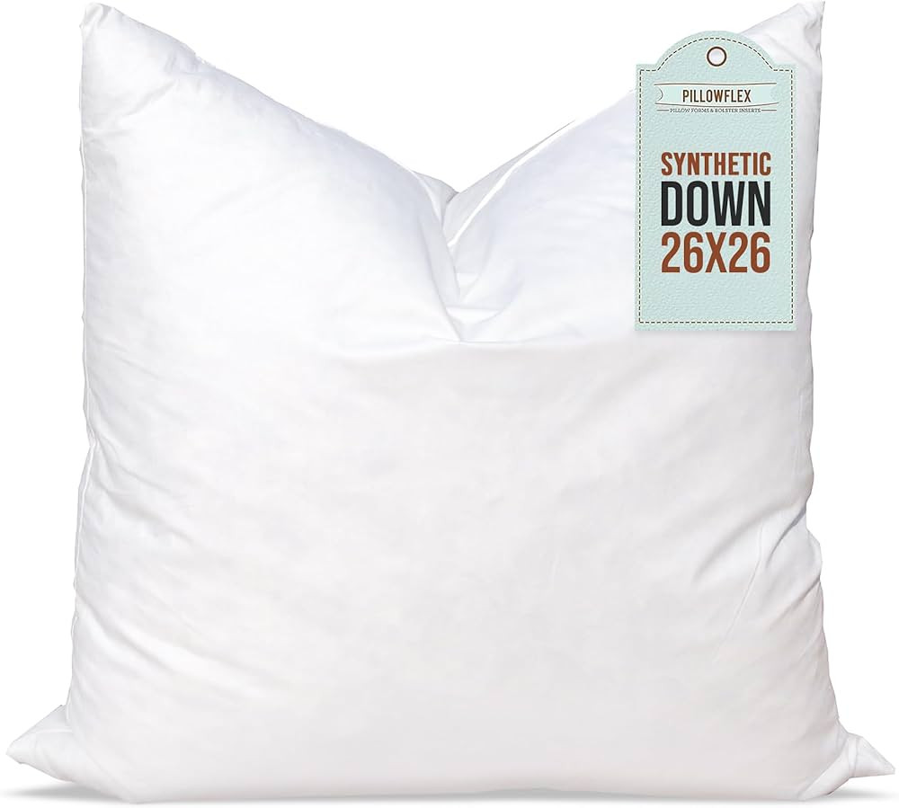 Pillowflex Synthetic Down Pillow Insert - 26x26 Down Alternative Pillow, Ultra Soft Large Square ... | Amazon (US)