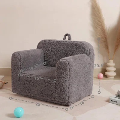 Kids Snuggly-Soft Sherpa Chair, Cuddly Toddler Foam Chair, Grey | Wayfair North America
