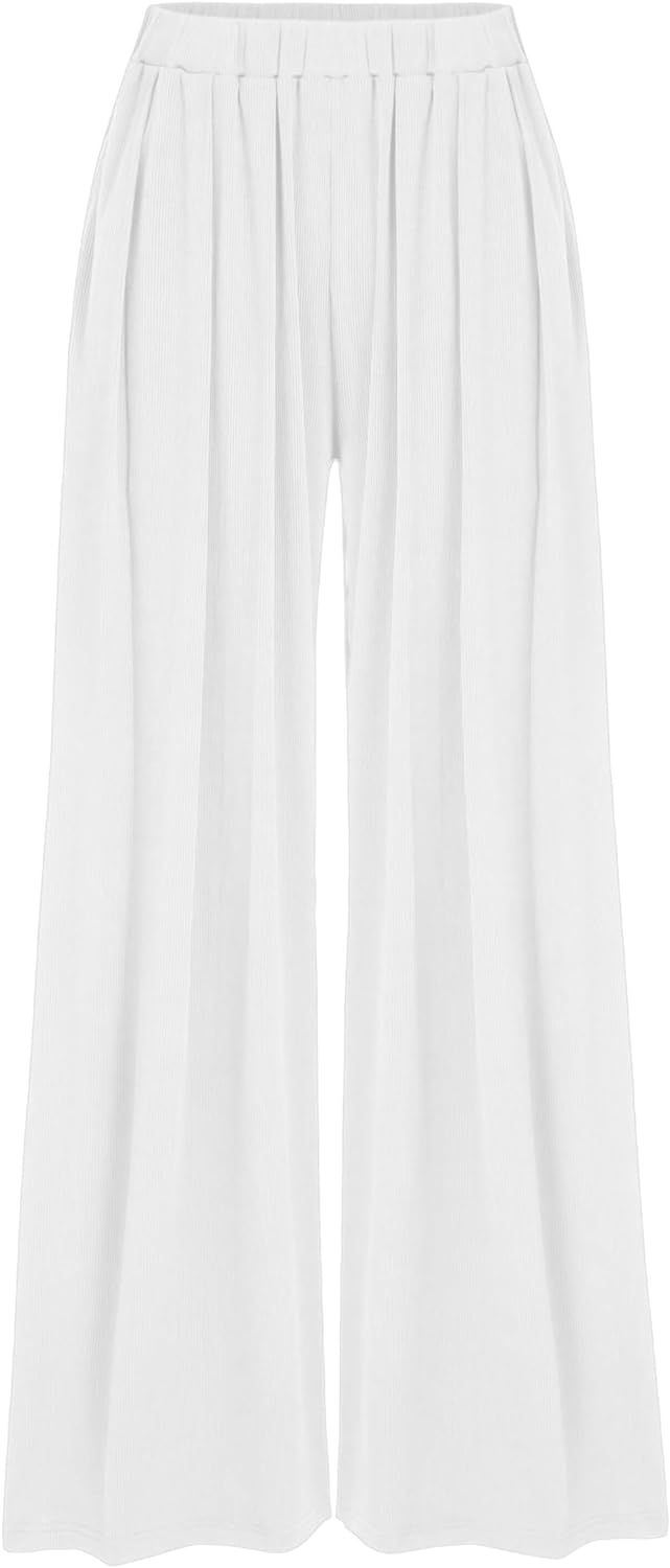 CIDER Wide Leg Palazzo Pants for Women with Pockets Elastic Business Causal Pants Women Summer fo... | Amazon (US)