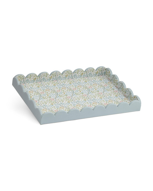 20.5x14.5 Scalloped Sweet Briar Faux Leather Tray | Marshalls