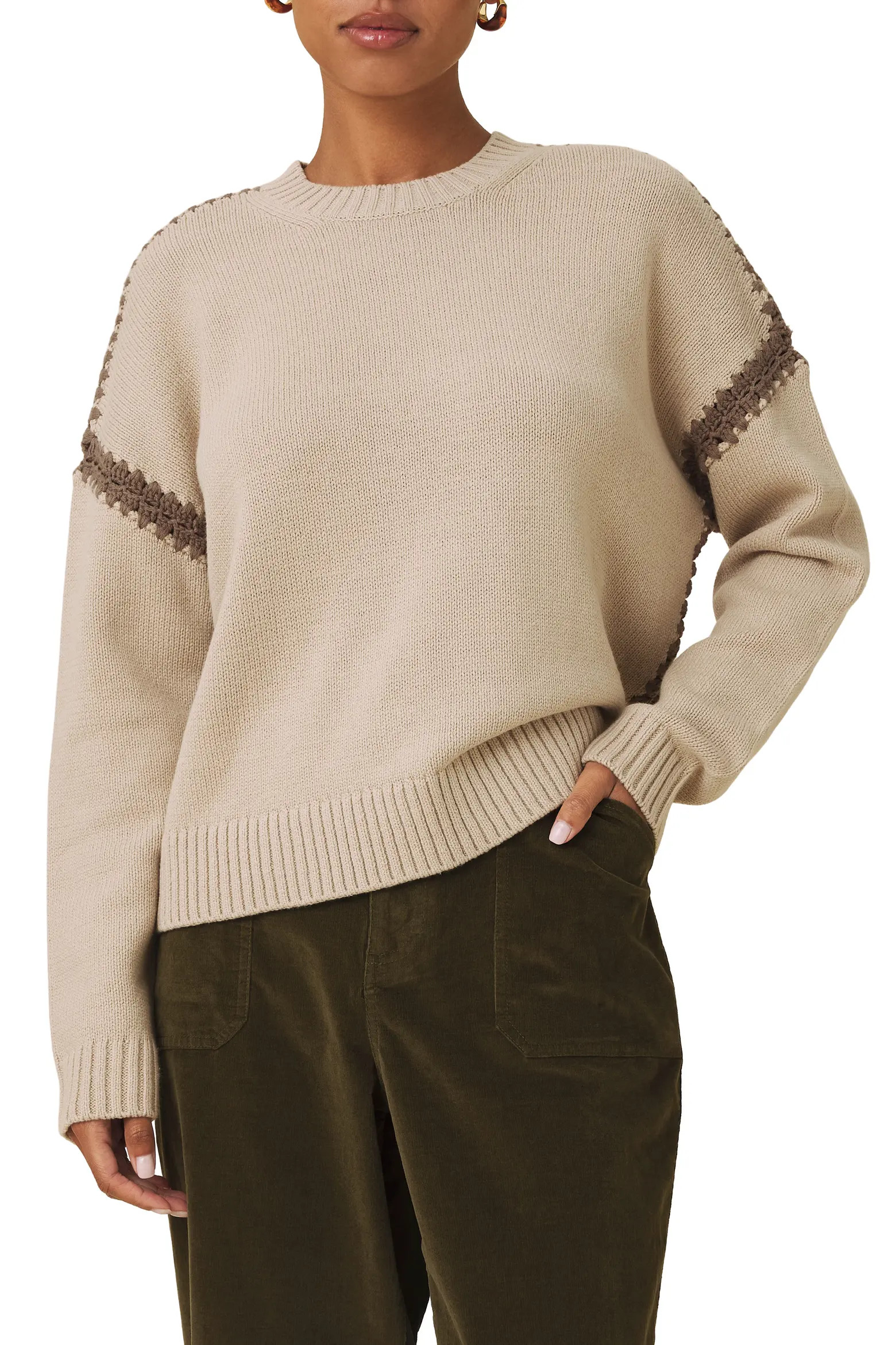 Hayden Whipstitch Detail Cotton Blend Sweater (Women) | Nordstrom | Nordstrom