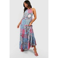 Womens Petite Paisley Swing Maxi Dress - Blue - 12 | boohoo (US & Canada)