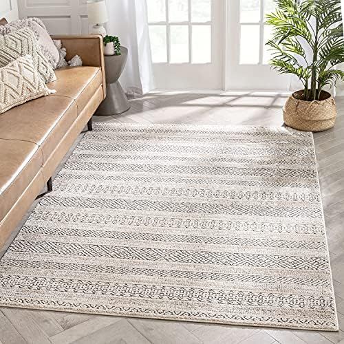 Well Woven Francesca Beige Tribal Geometric Distressed High-Lo Pile Area Rug 8x10 (7'10" x 10'6") | Amazon (US)