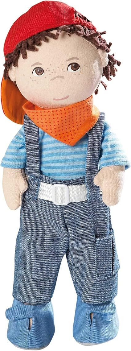 HABA Graham 12" Soft Boy Doll with Brown Hair, Brown Eyes Overalls and Removable Shoes for Ages 1... | Amazon (US)
