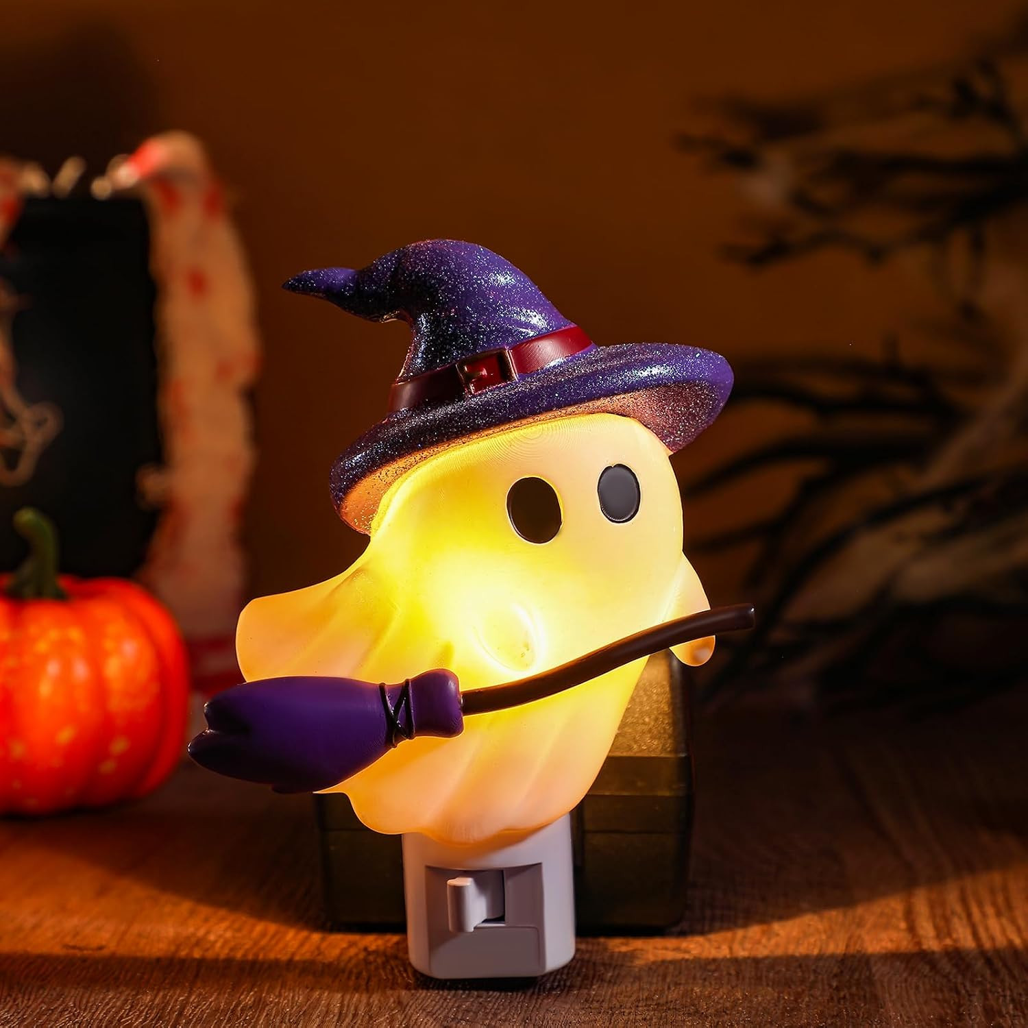 Kittmip Halloween Ghost Night Light Decorations White Funny Ghost Nightlight Plug into Wall UL Listed Spooky Lights with 360° Rotatable for Halloween Party Home Indoor Decorations | Amazon (US)
