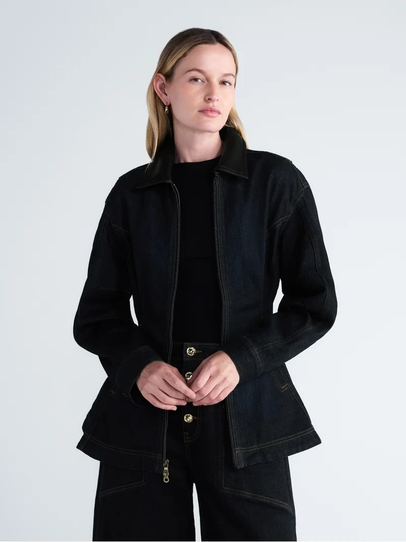 Scoop Women's and Women's Plus Peplum Denim Jacket, Sizes XS-4X | Walmart (US)