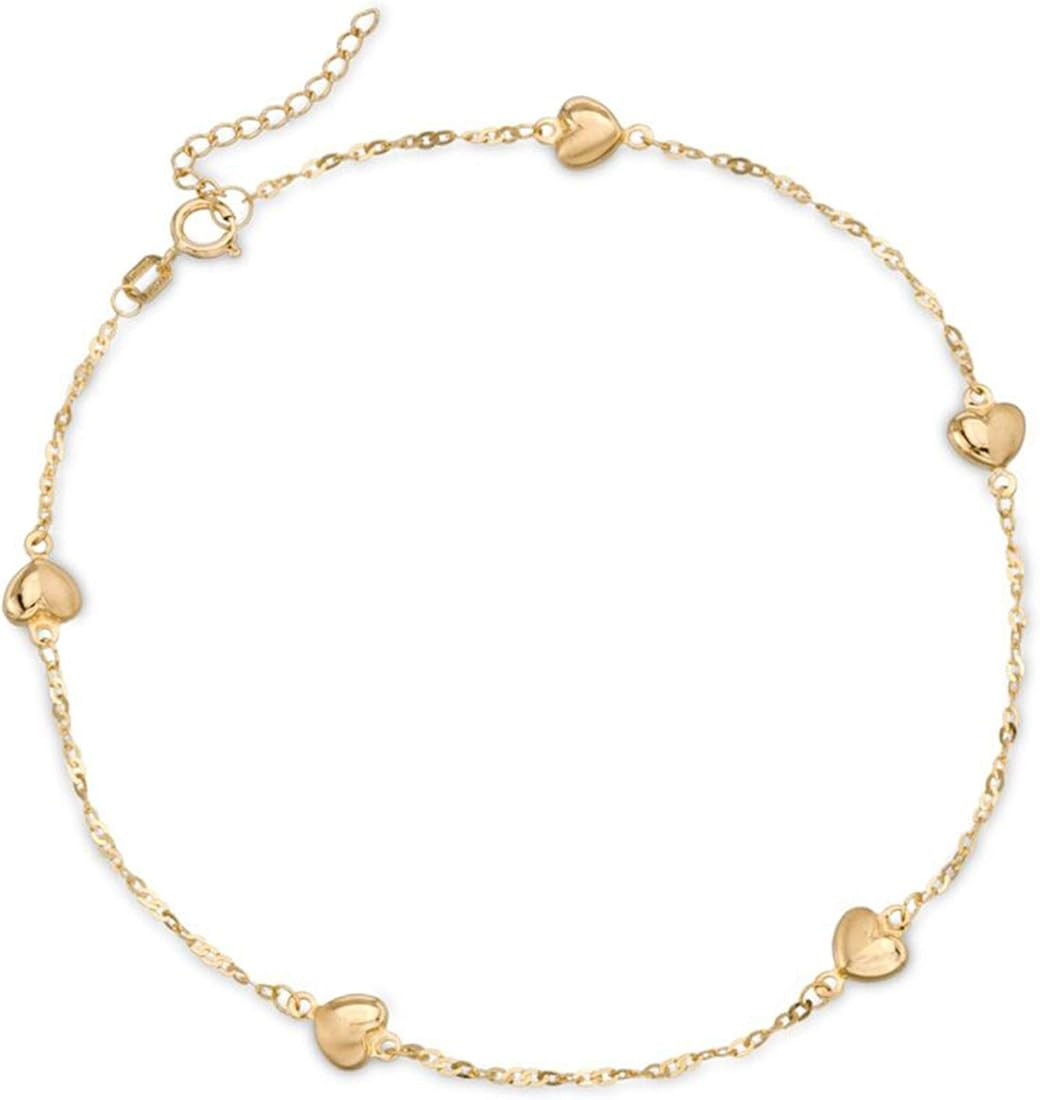 Ross-Simons 14kt Yellow Gold Heart Station Anklet. 9 inches | Amazon (US)