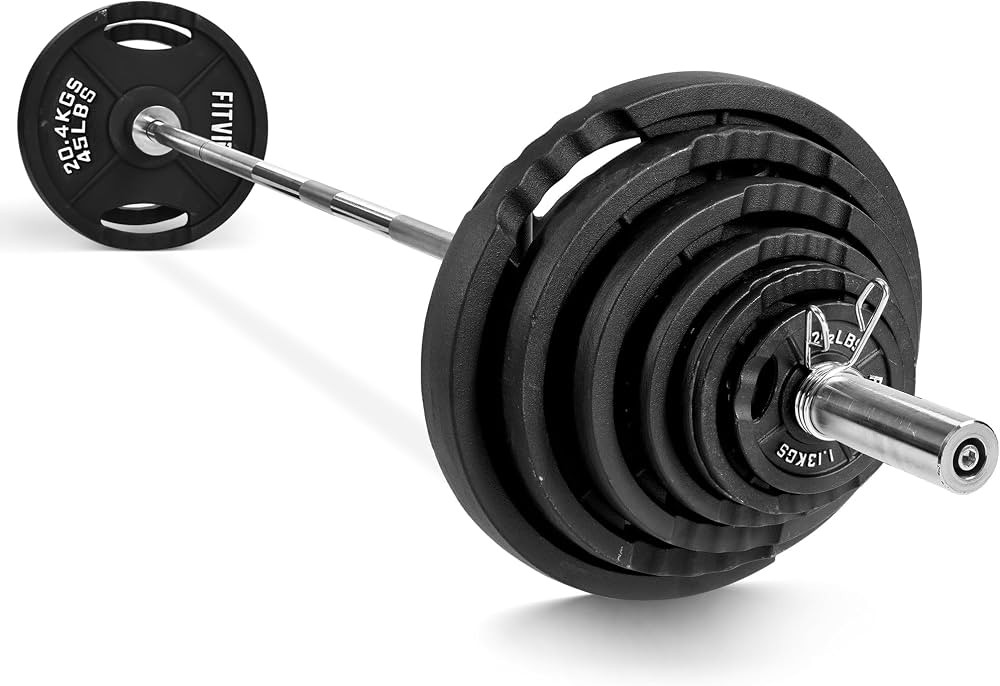 Fitvids Olympic 2-Inch Cast Iron Barbell Set, Including 255 Pounds Weight Plates Set with 7FT Oly... | Amazon (US)