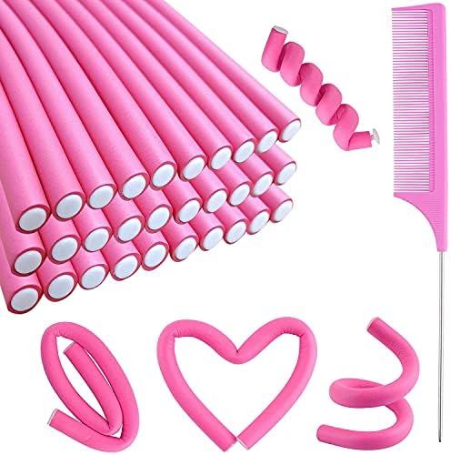 30PCS 9.45" Flexible Curling Rods Hair Twist Flexi Rods Hair Curlers Set,Twist Foam Hair Rollers No  | Amazon (US)