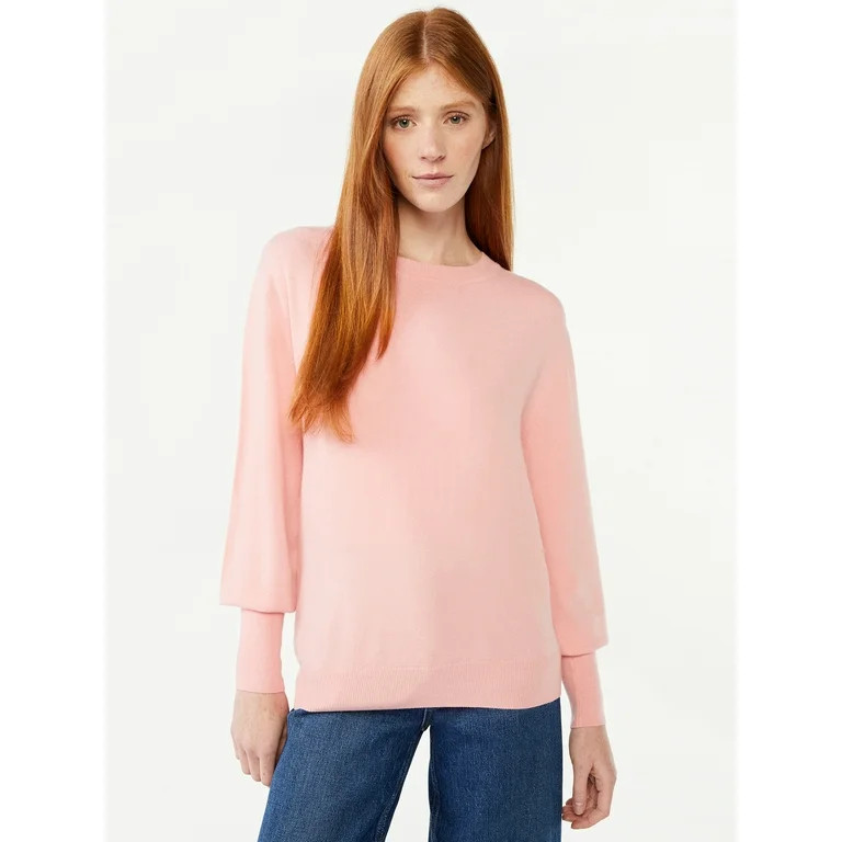 Free Assembly Women's Boxy Crewneck Sweater, Midweight | Walmart (US)