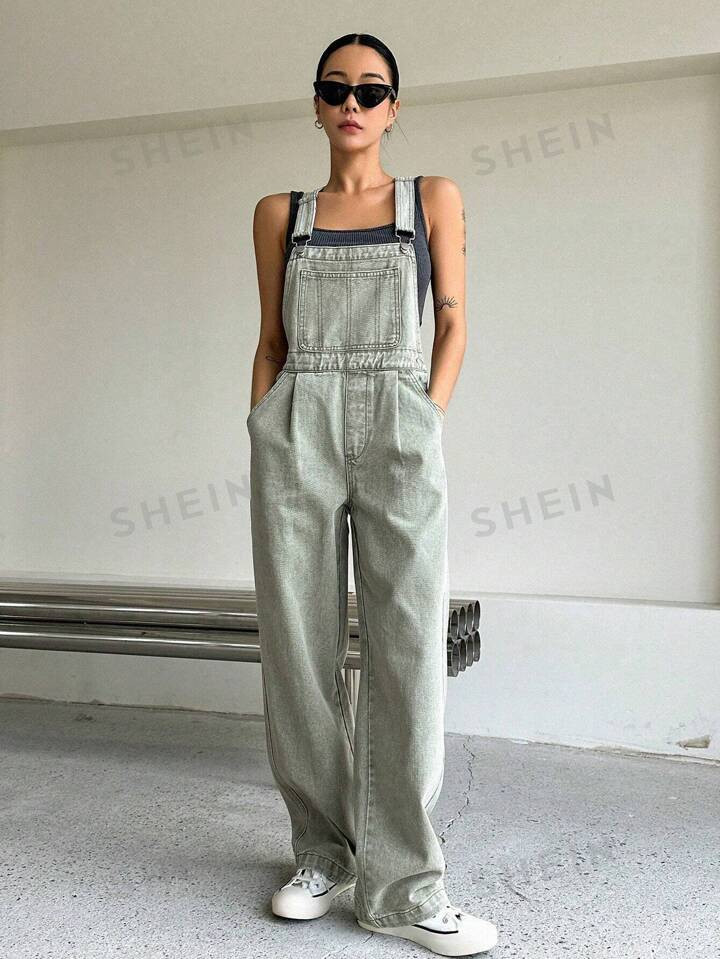 DAZY Patched Pocket Denim Overalls Without Tank Top | SHEIN