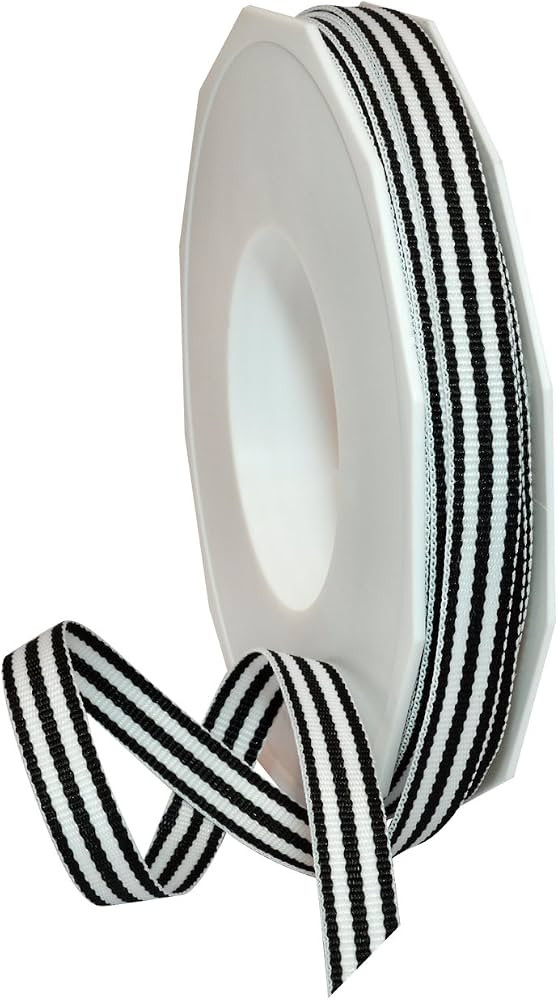 Morex Ribbon Polyester Grosgrain Striped Decorative Ribbon, 20 Yard, Black, 3/8 in | Amazon (US)