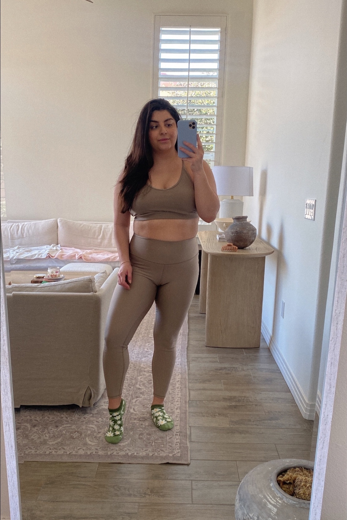 Your new lil workout set for Pilates, yoga, or low impact days! These items come in diff colors and unfortunately sold out of the color I’m wearing for the top (limited edition color). However,
they have so many other cute colors to select from 🤍 #alo #aloset 

#LTKfit #LTKstyletip #LTKcurves