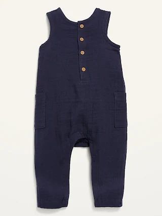 Unisex Double-Weave Sleeveless Henley One-Piece for Baby | Old Navy (US)