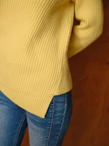 MOTF PREMIUM WOOL SOLID MOCK NECK RIBBED KNIT SWEATER | SHEIN