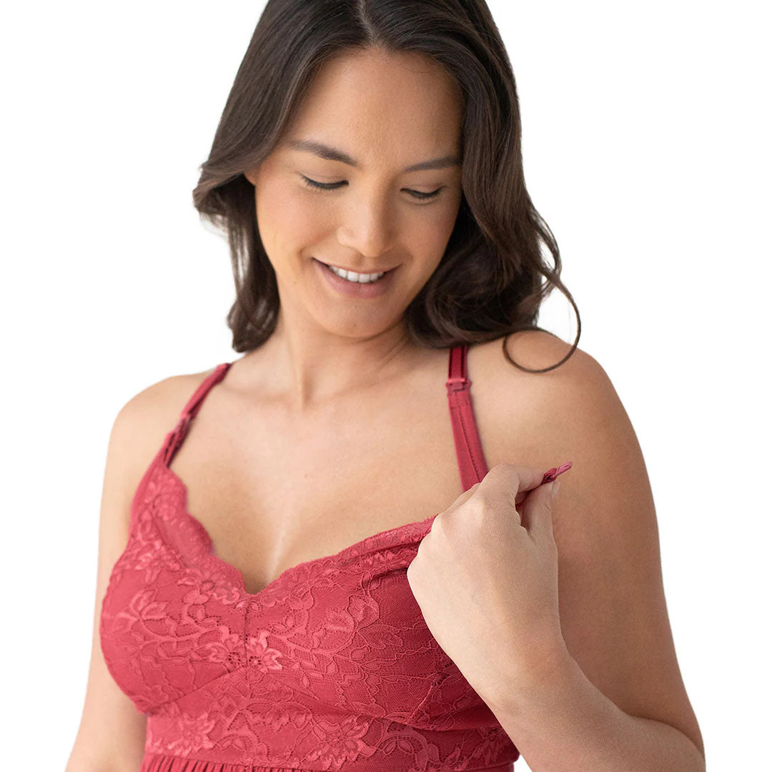 Lucille Maternity & Nursing Nightgown | Crimson - Kindred Bravely | Kindred Bravely