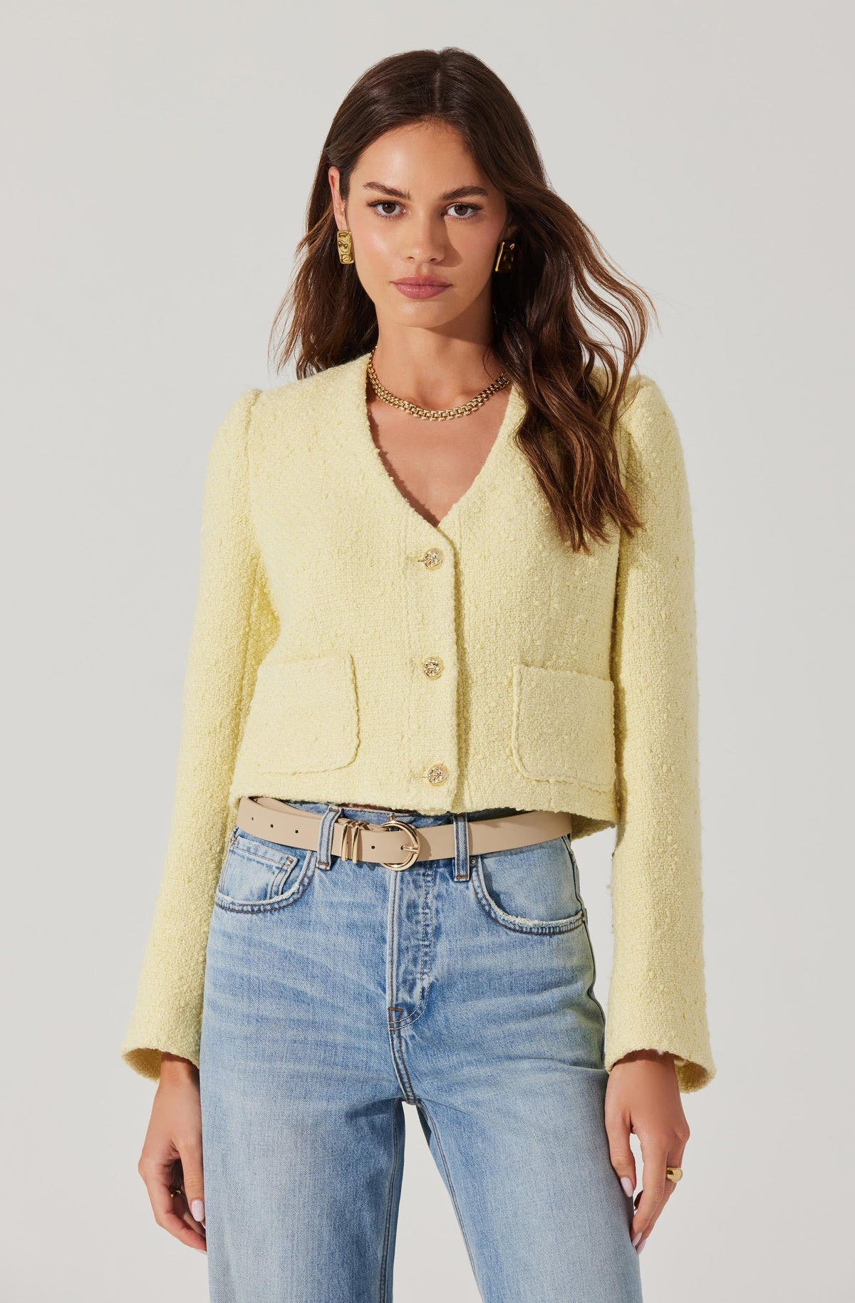Marleigh V-Neck Tweed Jacket | ASTR The Label (US)