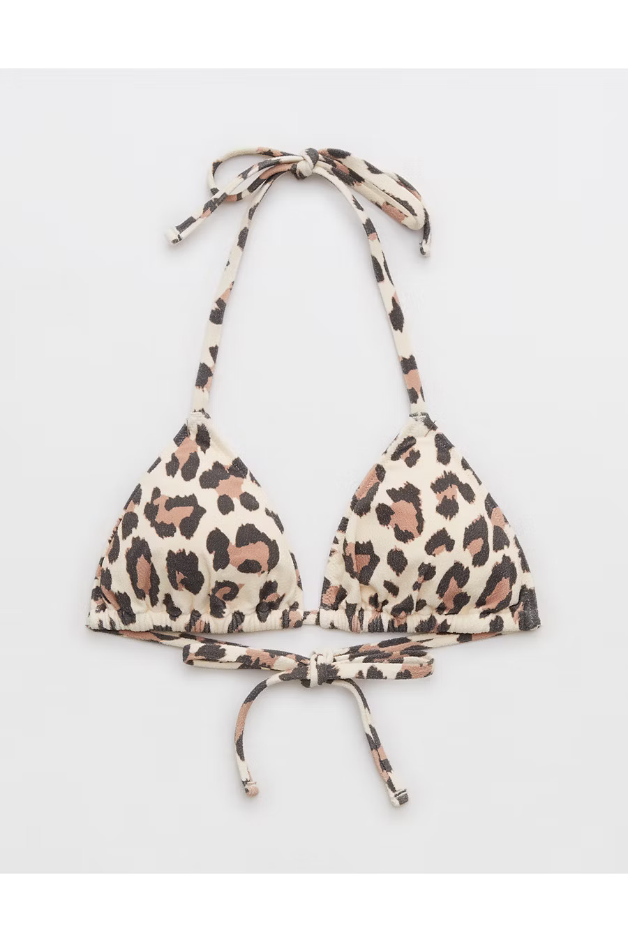 Aerie Buzzed Terry Leopard String Triangle Bikini Top | Aerie