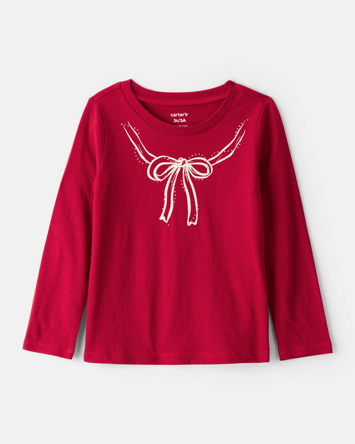 Toddler Girl Bow Long-Sleeve Graphic Tee - Red | Carter's | Carter's Inc
