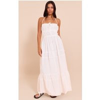 White Ruched Backless Strappy Maxi Dress | PrettyLittleThing US